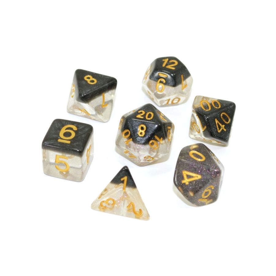 7CT ONYX SNOWGLOBE POLY DICE SET