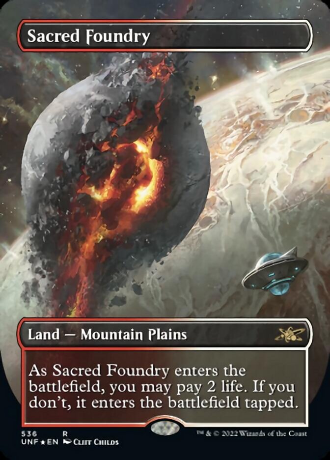 Sacred Foundry (Borderless) (Galaxy Foil) [Unfinity] | Amazing Games TCG