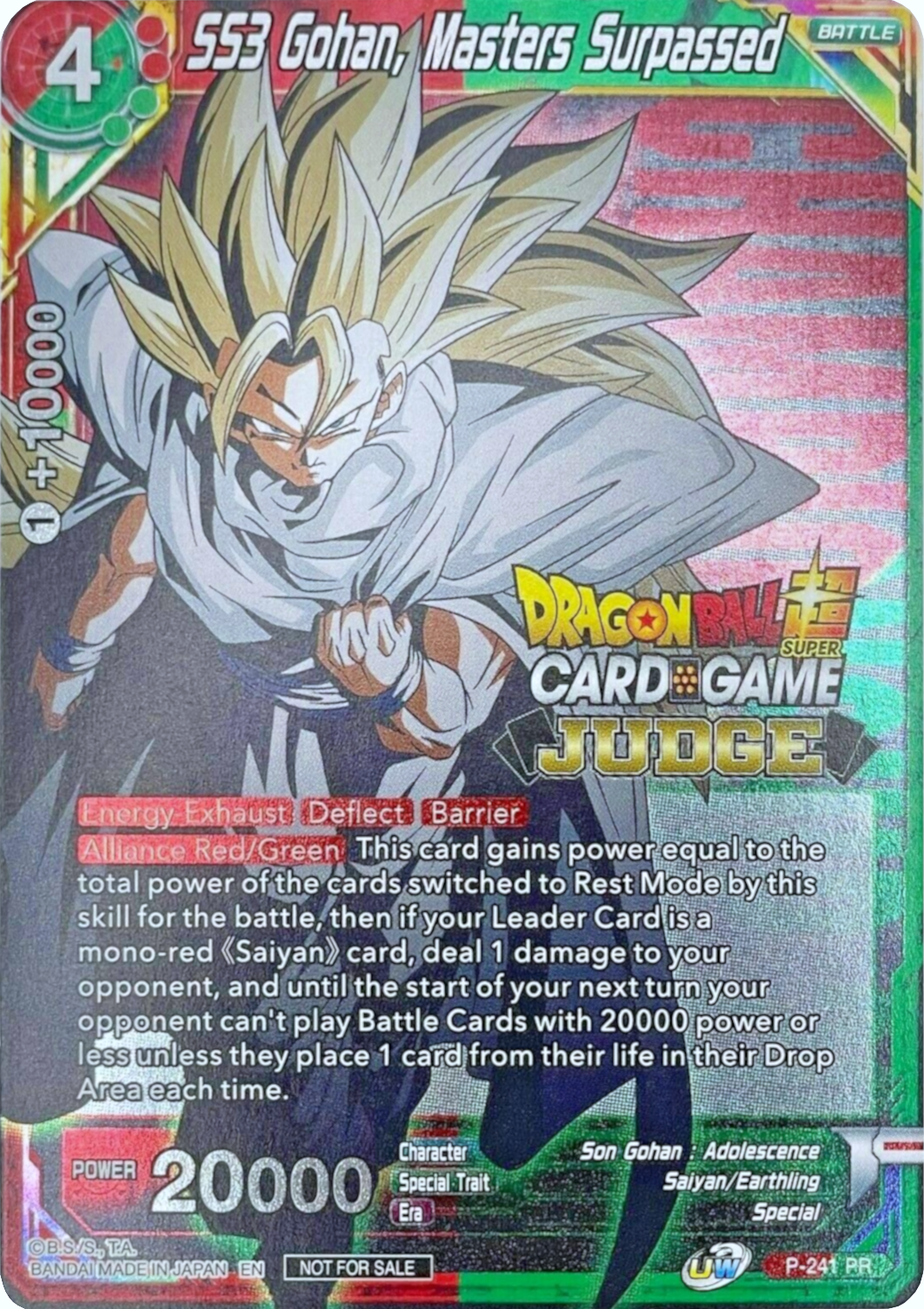 SS3 Gohan, Masters Surpassed (Level 2) (P-241) [Promotion Cards] | Amazing Games TCG