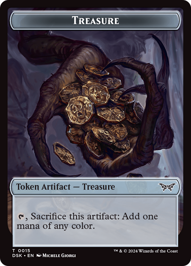 Treasure // Manifest Double-Sided Token [Duskmourn: House of Horror Tokens] | Amazing Games TCG