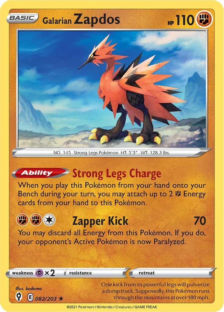 Galarian Zapdos (082/203) [Sword & Shield: Evolving Skies] | Amazing Games TCG