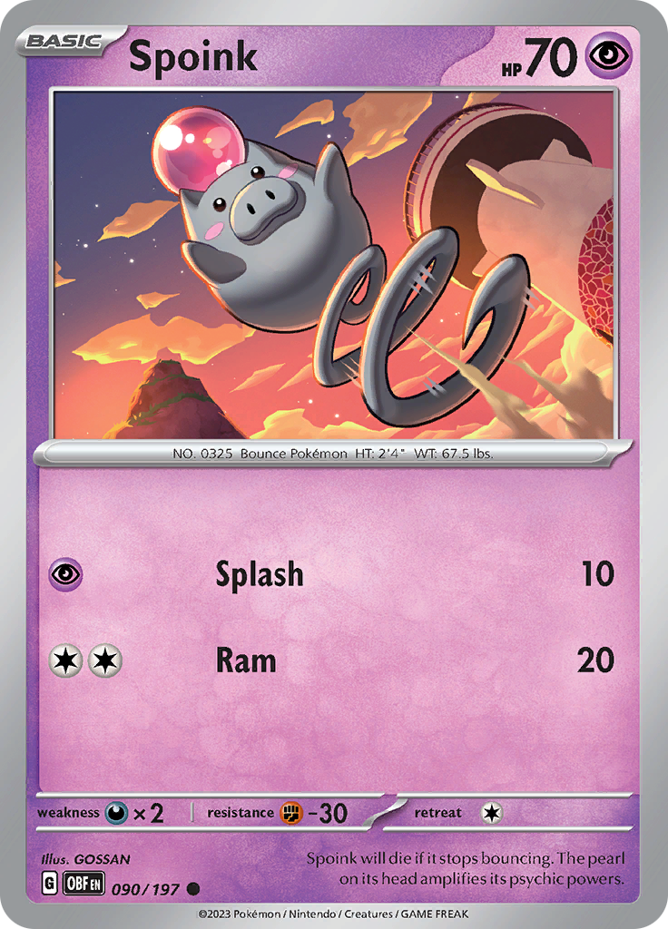 Spoink (090/197) [Scarlet & Violet: Obsidian Flames] | Amazing Games TCG