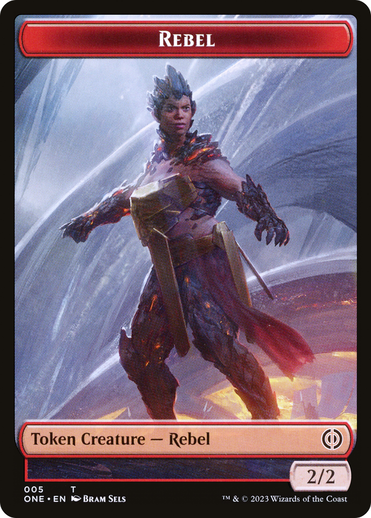 Rebel // The Hollow Sentinel Double-Sided Token [Phyrexia: All Will Be One Tokens] | Amazing Games TCG