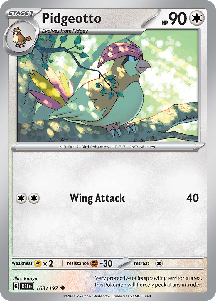 Pidgeotto (163/197) [Scarlet & Violet: Obsidian Flames] | Amazing Games TCG