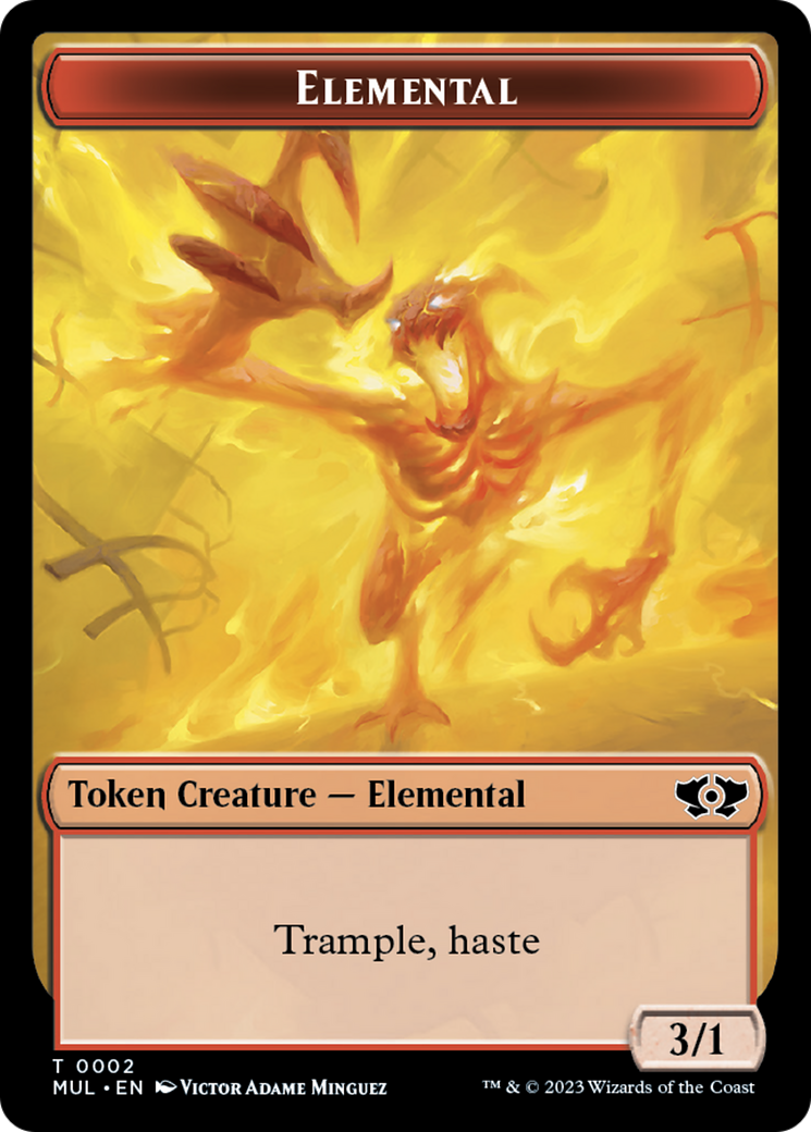 Elemental (2) // Teferi Akosa of Zhalfir Emblem Double-Sided Token [March of the Machine Tokens] | Amazing Games TCG