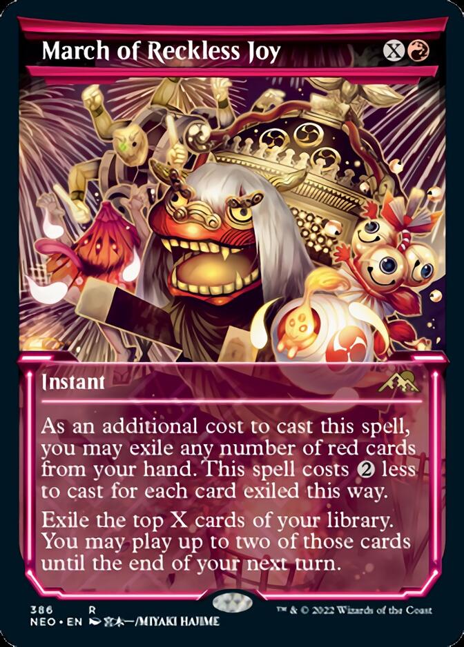 March of Reckless Joy (Showcase Soft Glow) [Kamigawa: Neon Dynasty] | Amazing Games TCG