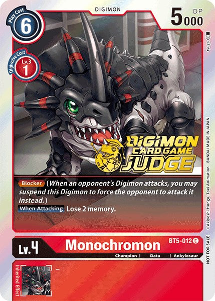 Monochromon [BT5-012] (Judge Pack 1) [Battle of Omni Promos] | Amazing Games TCG