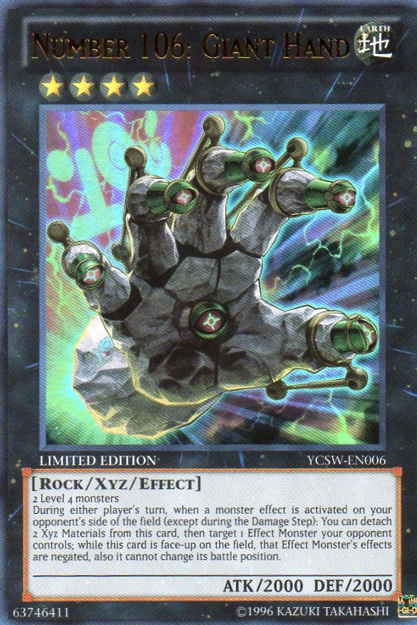 Number 106: Giant Hand [YCSW-EN006] Ultra Rare | Amazing Games TCG