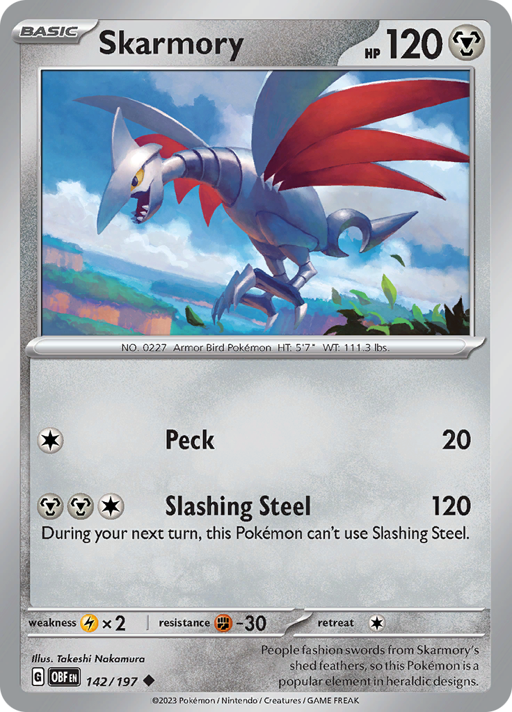 Skarmory (142/197) [Scarlet & Violet: Obsidian Flames] | Amazing Games TCG