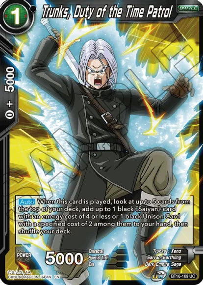 Trunks, Duty of the Time Patrol (BT16-109) [Realm of the Gods] | Amazing Games TCG