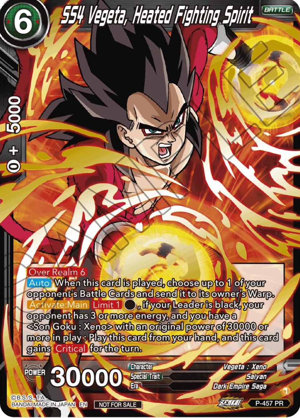 SS4 Vegeta, Heated Fighting Spirit (Championship Selection Pack 2023 Vol.1) (Holo) (P-457) [Tournament Promotion Cards] | Amazing Games TCG