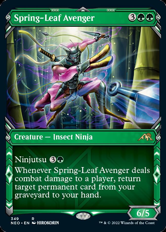 Spring-Leaf Avenger (Showcase Ninja) [Kamigawa: Neon Dynasty] | Amazing Games TCG