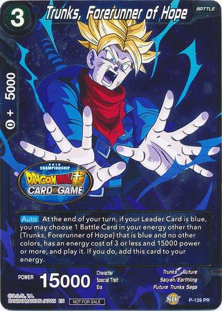 Trunks, Forerunner of Hope (Championship Final 2019) (P-139) [Tournament Promotion Cards] | Amazing Games TCG