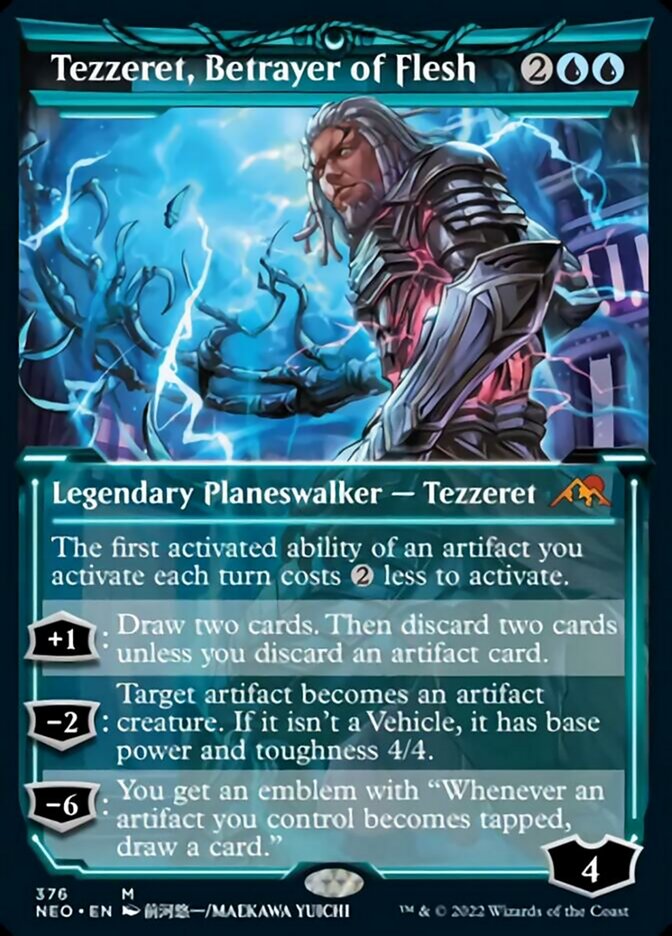 Tezzeret, Betrayer of Flesh (Showcase Soft Glow) [Kamigawa: Neon Dynasty] | Amazing Games TCG