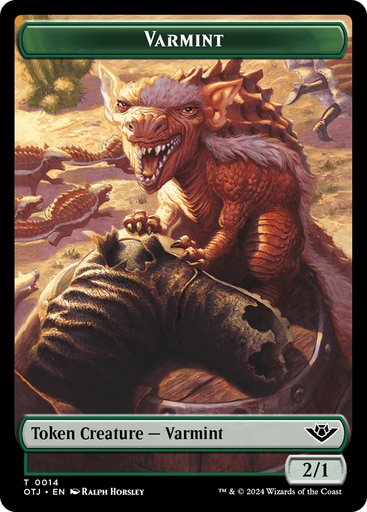 Mercenary // Varmint Double-Sided Token [Outlaws of Thunder Junction Tokens] | Amazing Games TCG