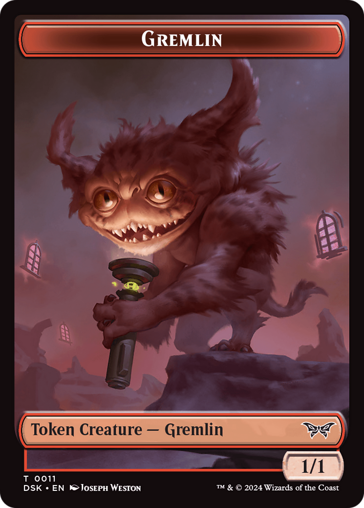 Glimmer // Gremlin Double-Sided Token [Duskmourn: House of Horror Tokens] | Amazing Games TCG