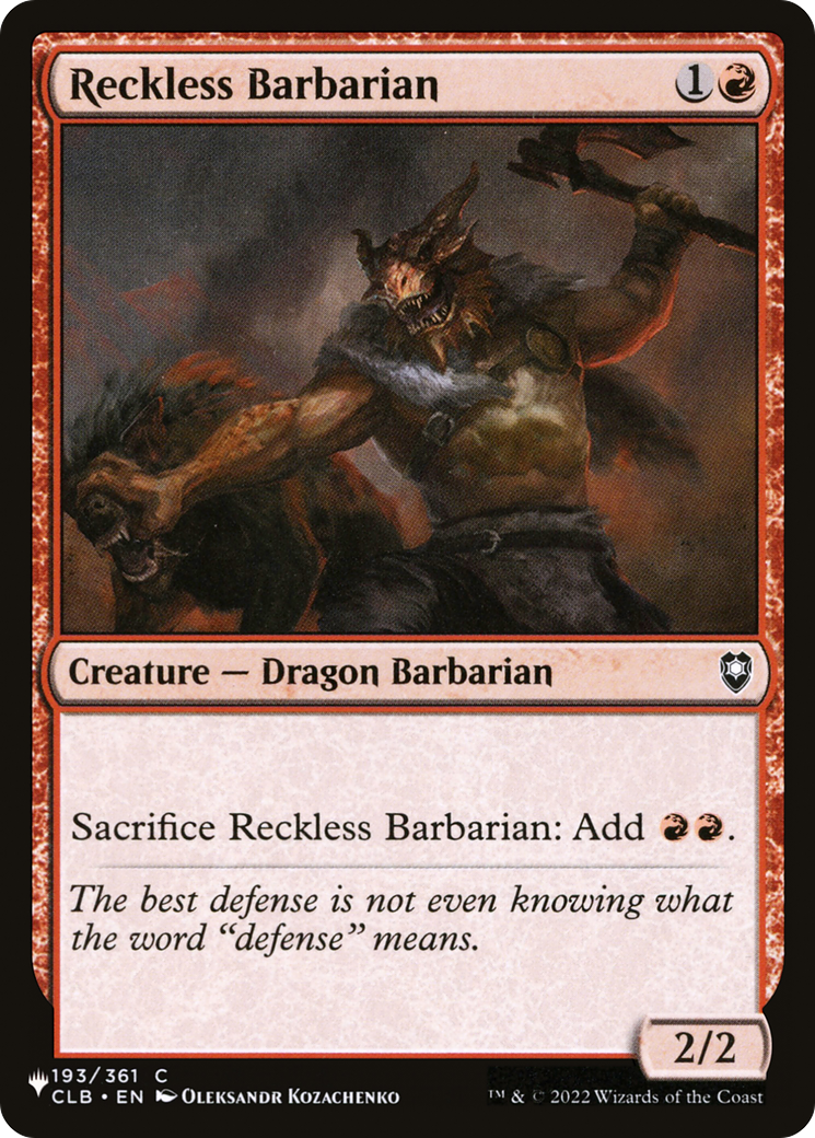 Reckless Barbarian [The List Reprints] | Amazing Games TCG