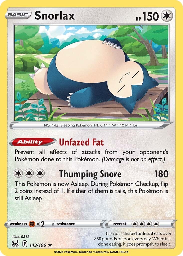 Snorlax (143/196) [Sword & Shield: Lost Origin] | Amazing Games TCG