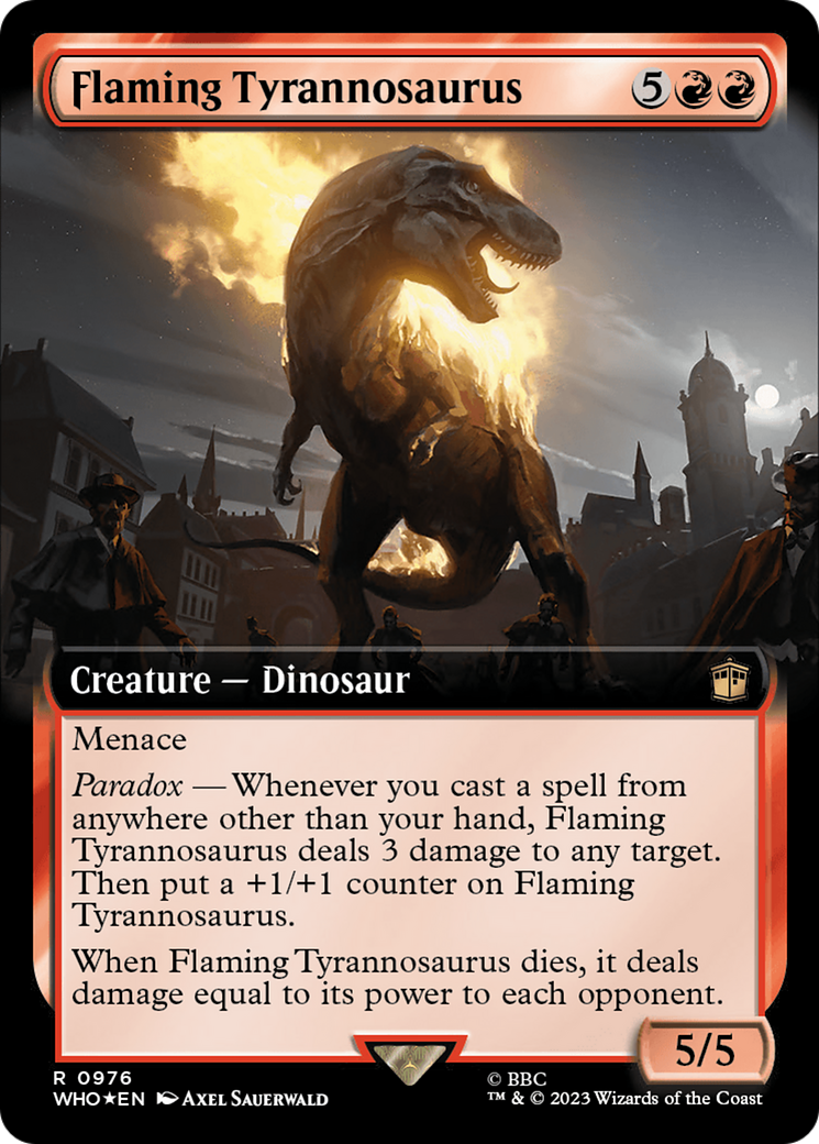 Flaming Tyrannosaurus (Extended Art) (Surge Foil) [Doctor Who] | Amazing Games TCG