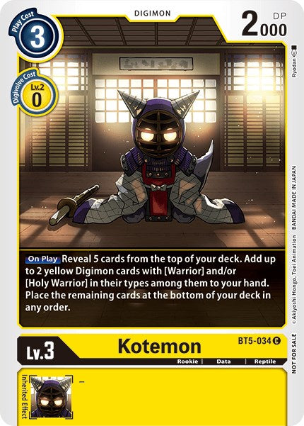 Kotemon [BT5-034] (Tamer Party Vol. 5) [Battle of Omni Promos] | Amazing Games TCG