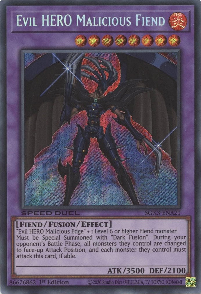 Evil HERO Malicious Fiend [SGX3-ENA21] Secret Rare | Amazing Games TCG