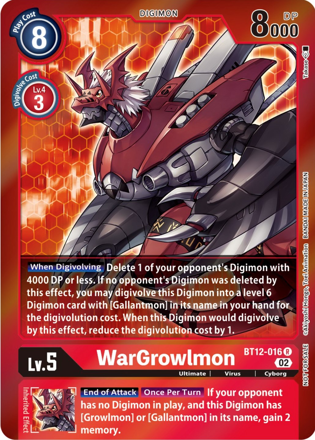 WarGrowlmon [BT12-016] (Tamer Party -Special-) [Across Time Promos] | Amazing Games TCG