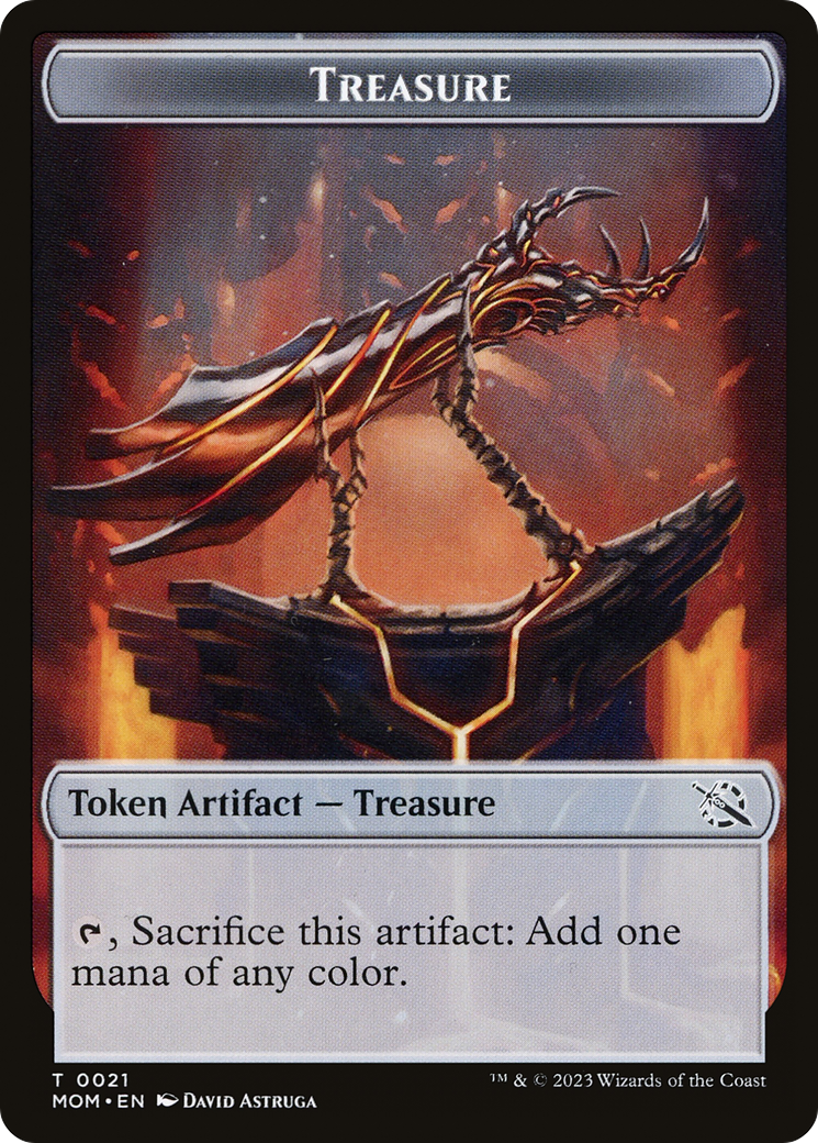 Treasure (21) // Teferi Akosa of Zhalfir Emblem Double-Sided Token [March of the Machine Tokens] | Amazing Games TCG