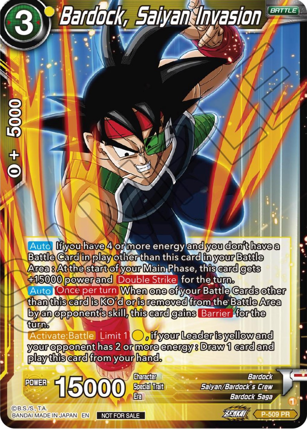 Bardock, Saiyan Invasion (Zenkai Series Tournament Pack Vol.4) (P-509) [Tournament Promotion Cards] | Amazing Games TCG
