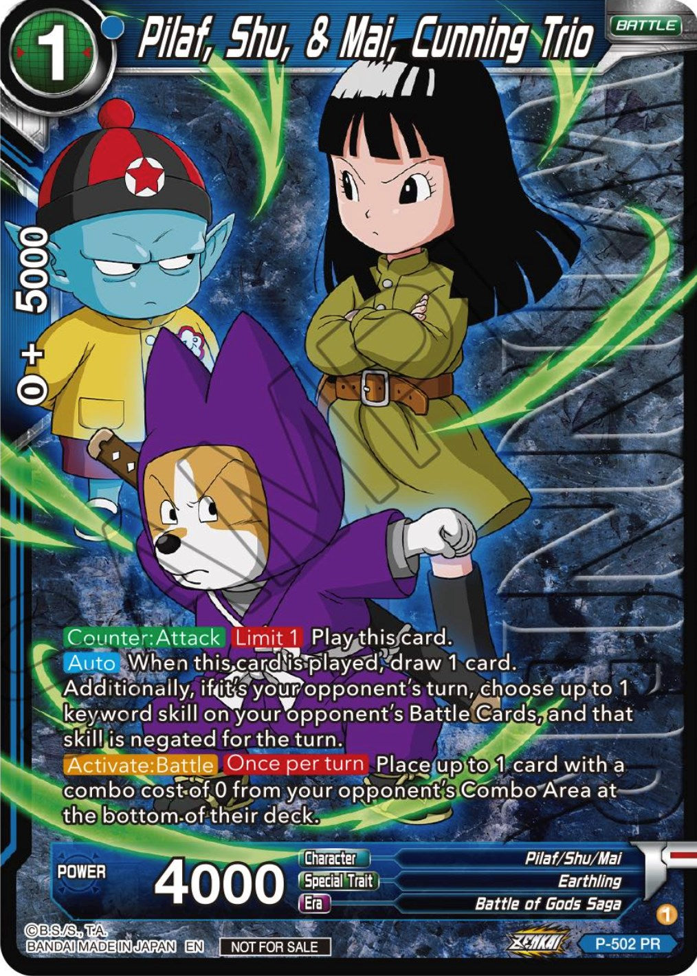 Pilaf, Shu, & Mai, Cunning Trio (Zenkai Series Tournament Pack Vol.4 Winner) (P-502) [Tournament Promotion Cards] | Amazing Games TCG