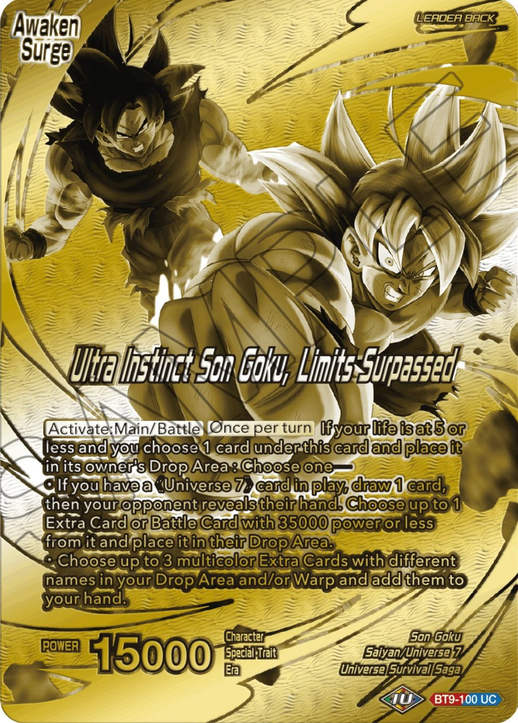 Son Goku // Ultra Instinct Son Goku, Limits Surpassed (Championship 2023 Golden Card Vol.2, Version 1) (BT9-100) [Tournament Promotion Cards] | Amazing Games TCG
