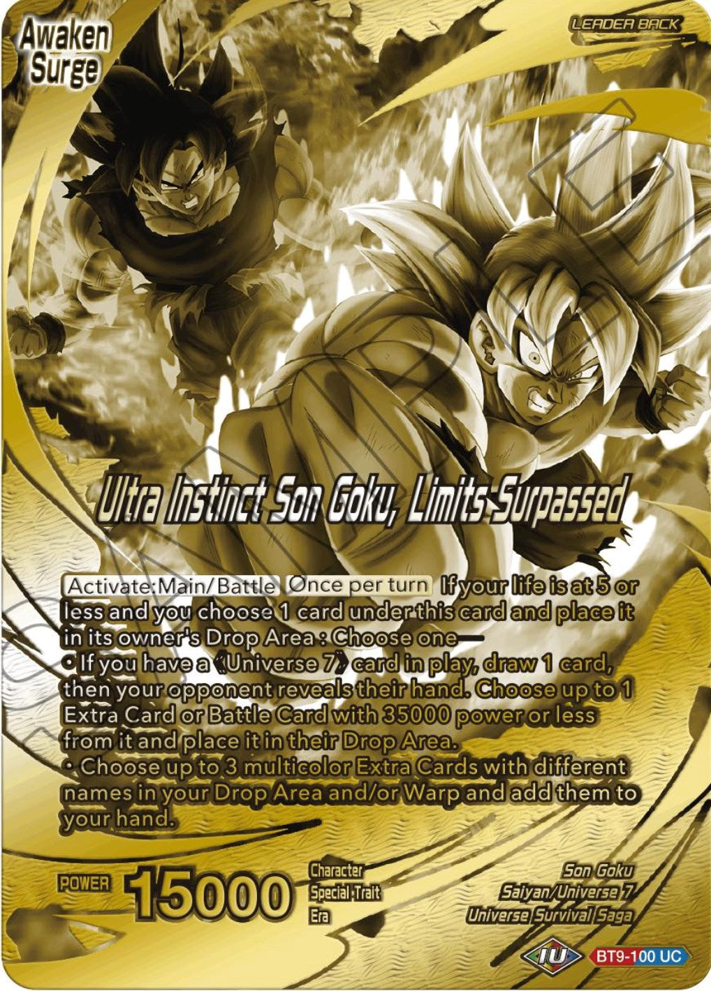 Son Goku // Ultra Instinct Son Goku, Limits Surpassed (Championship 2023 Golden Card Vol.2, Version 2) (BT9-100) [Tournament Promotion Cards] | Amazing Games TCG