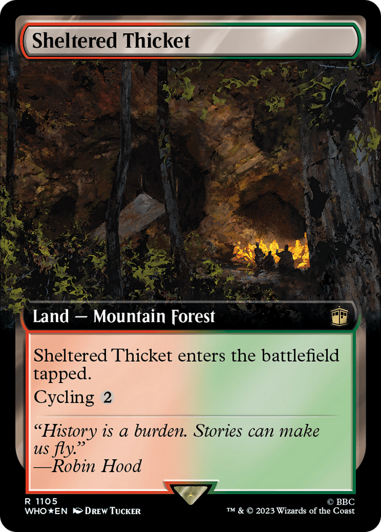 Sheltered Thicket (Extended Art) (Surge Foil) [Doctor Who] | Amazing Games TCG