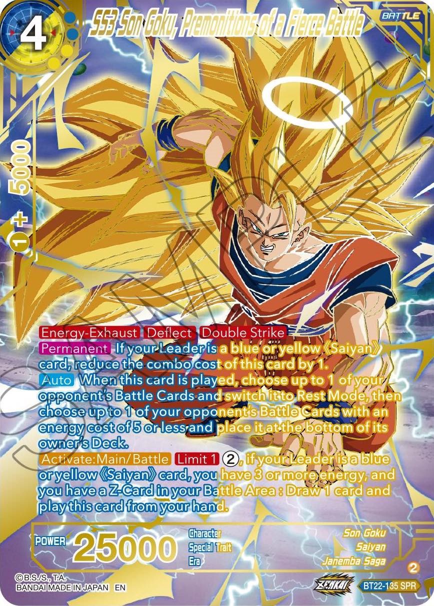 SS3 Son Goku, Premonitions of a Fierce Battle (SPR) (BT22-135) [Critical Blow] | Amazing Games TCG