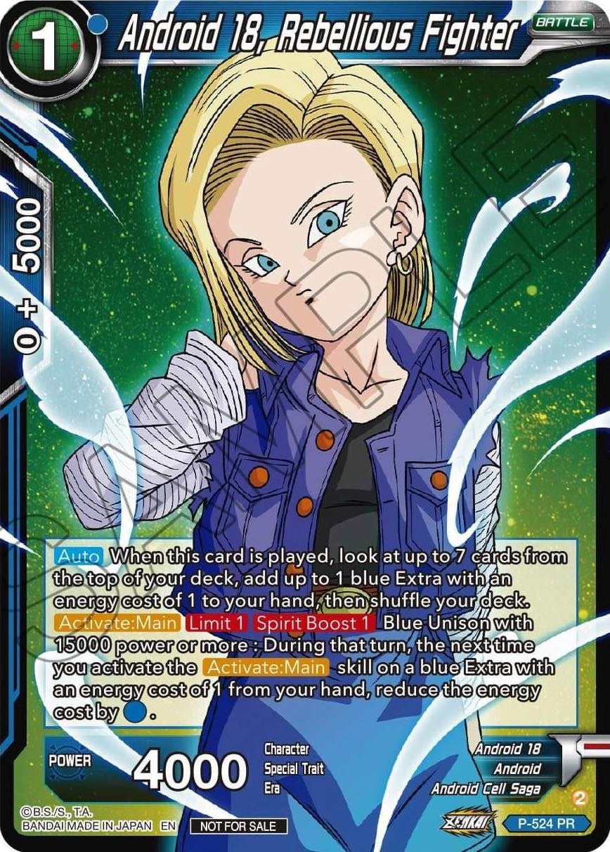 Android 18, Rebellious Fighter (Zenkai Series Tournament Pack Vol.5) (P-524) [Tournament Promotion Cards] | Amazing Games TCG