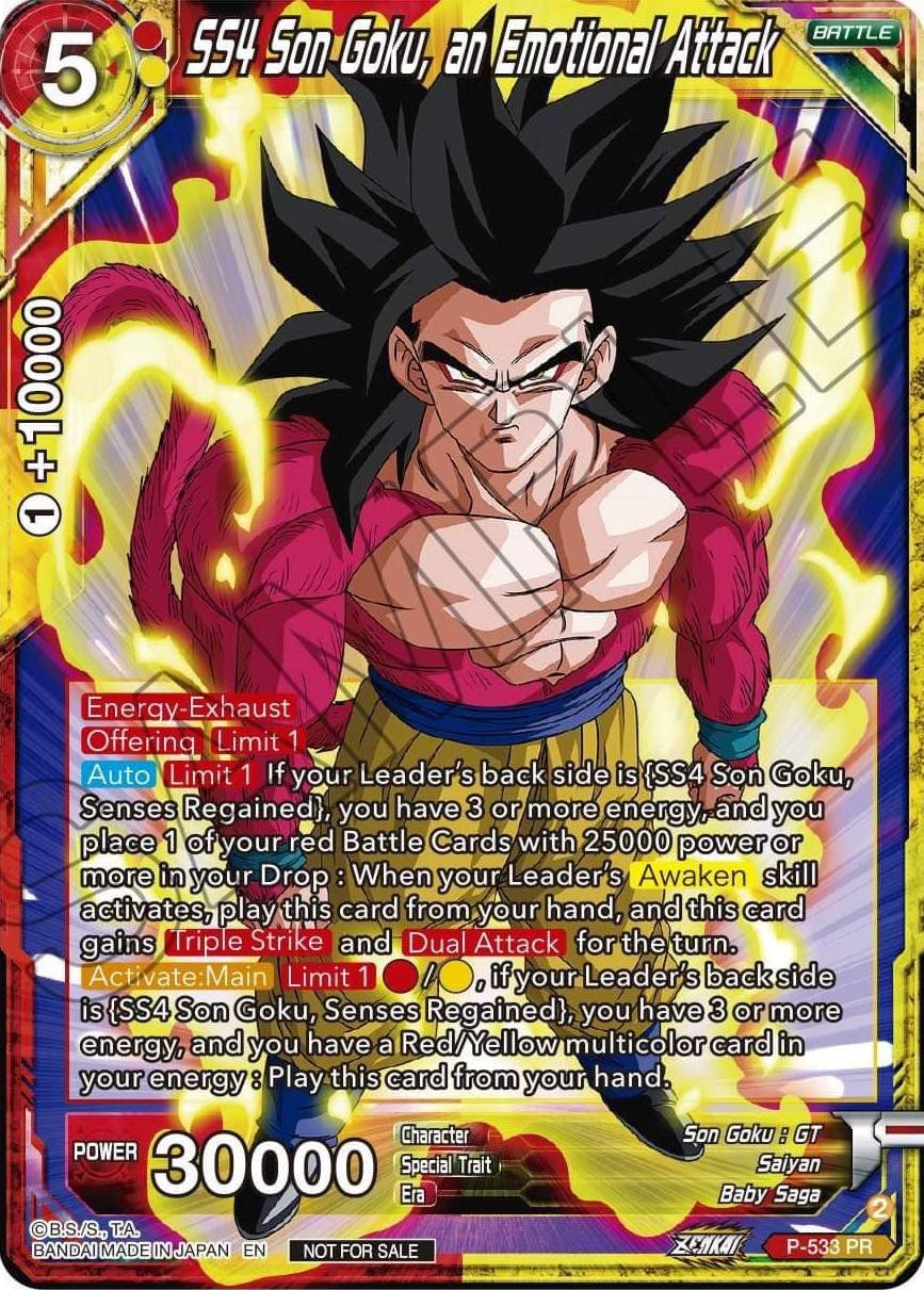 SS4, Son Goku, an Emotional Attack (Zenkai Series Tournament Pack Vol.5) (P-533) [Tournament Promotion Cards] | Amazing Games TCG