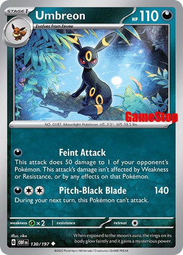 Umbreon (130/197) (GameStop Exclusive) [Scarlet & Violet: Obsidian Flames] | Amazing Games TCG