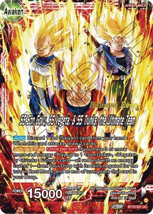 Son Goku & Vegeta & Trunks // SS Son Goku, SS Vegeta, & SS Trunks, the Ultimate Team (Fighter's Ambition Holiday Pack) (BT19-001) [Tournament Promotion Cards] | Amazing Games TCG