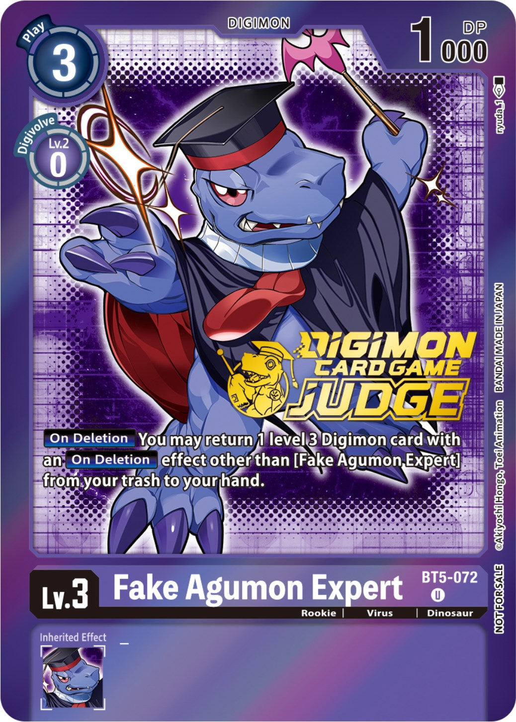 Fake Agumon Expert [BT5-072] (Judge Pack 4) [Battle of Omni Promos] | Amazing Games TCG