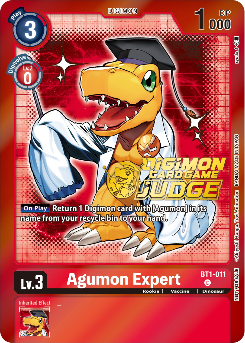 Agumon Expert [BT1-011] (Judge Pack 4) [Release Special Booster Promos] | Amazing Games TCG