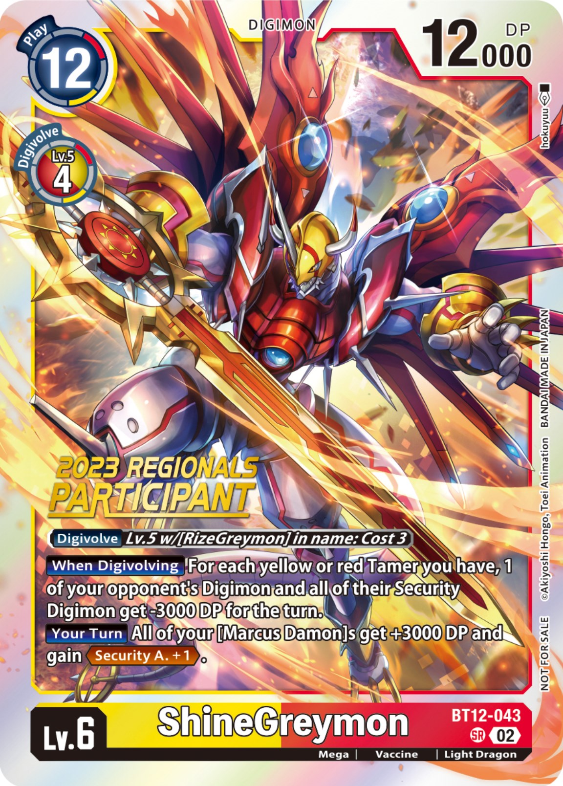 ShineGreymon [BT12-043] (2023 Regionals Participant) [Across Time] | Amazing Games TCG