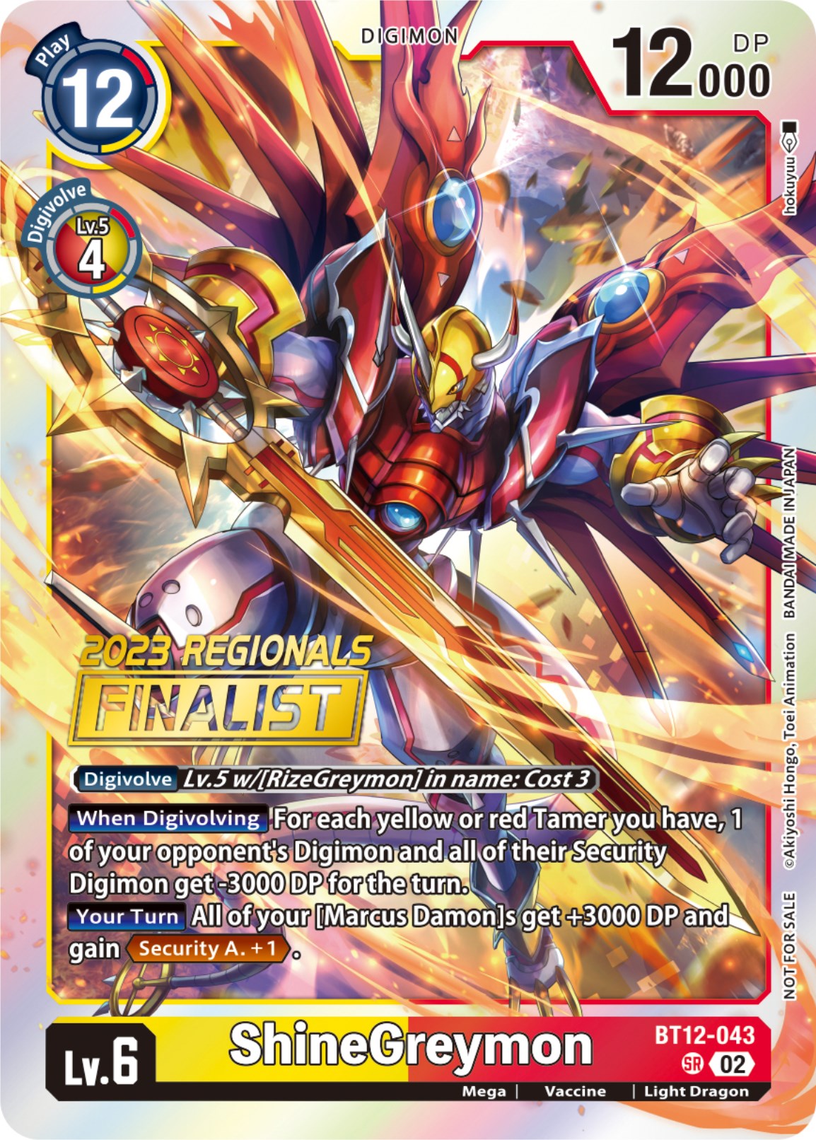 ShineGreymon [BT12-043] (2023 Regionals Finalist) [Across Time] | Amazing Games TCG