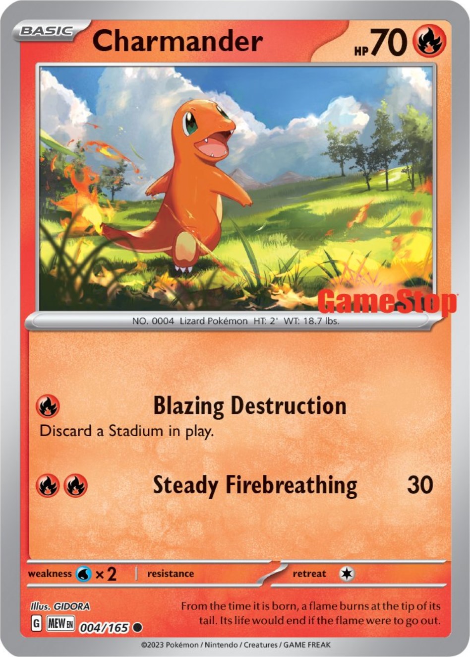 Charmander (004/165) (GameStop Exclusive) [Scarlet & Violet: 151] | Amazing Games TCG