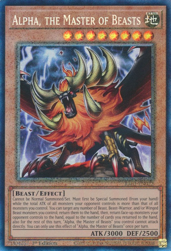 Alpha, the Master of Beasts [RA01-EN022] Prismatic Collector's Rare | Amazing Games TCG