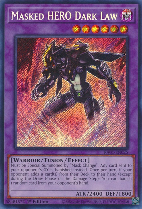 Masked HERO Dark Law [RA01-EN025] Secret Rare | Amazing Games TCG