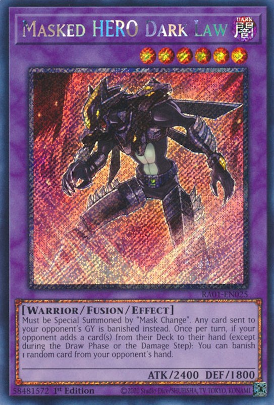 Masked HERO Dark Law [RA01-EN025] Platinum Secret Rare | Amazing Games TCG