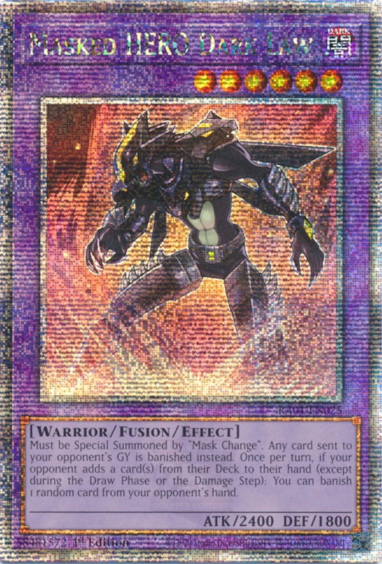 Masked HERO Dark Law [RA01-EN025] Quarter Century Secret Rare | Amazing Games TCG