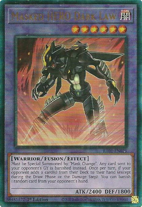 Masked HERO Dark Law [RA01-EN025] Prismatic Ultimate Rare | Amazing Games TCG