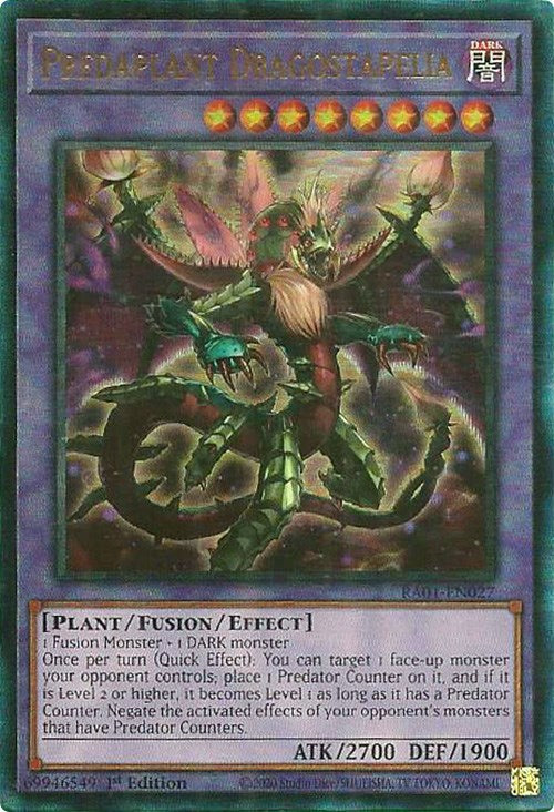 Predaplant Dragostapelia [RA01-EN027] Prismatic Ultimate Rare | Amazing Games TCG