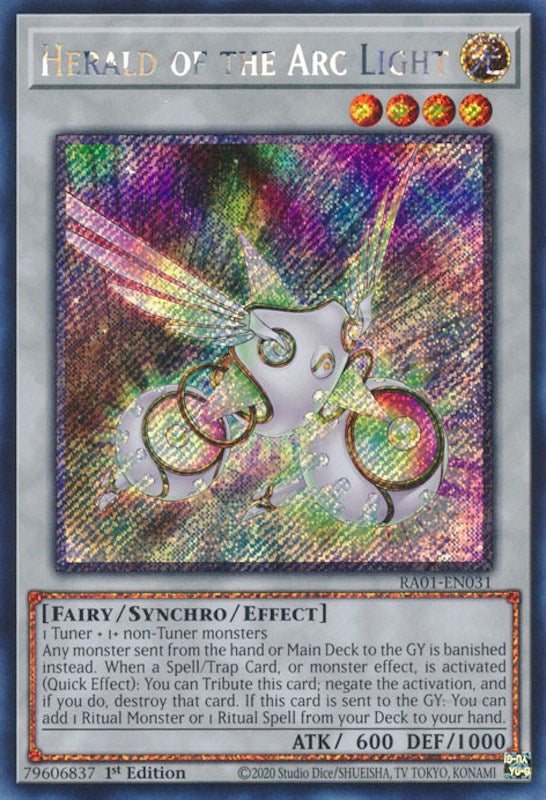 Herald of the Arc Light [RA01-EN031] Platinum Secret Rare | Amazing Games TCG