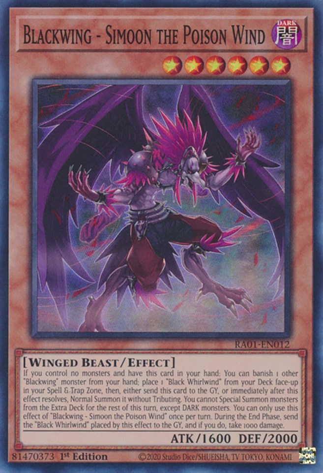 Blackwing - Simoon the Poison Wind [RA01-EN012] Super Rare | Amazing Games TCG